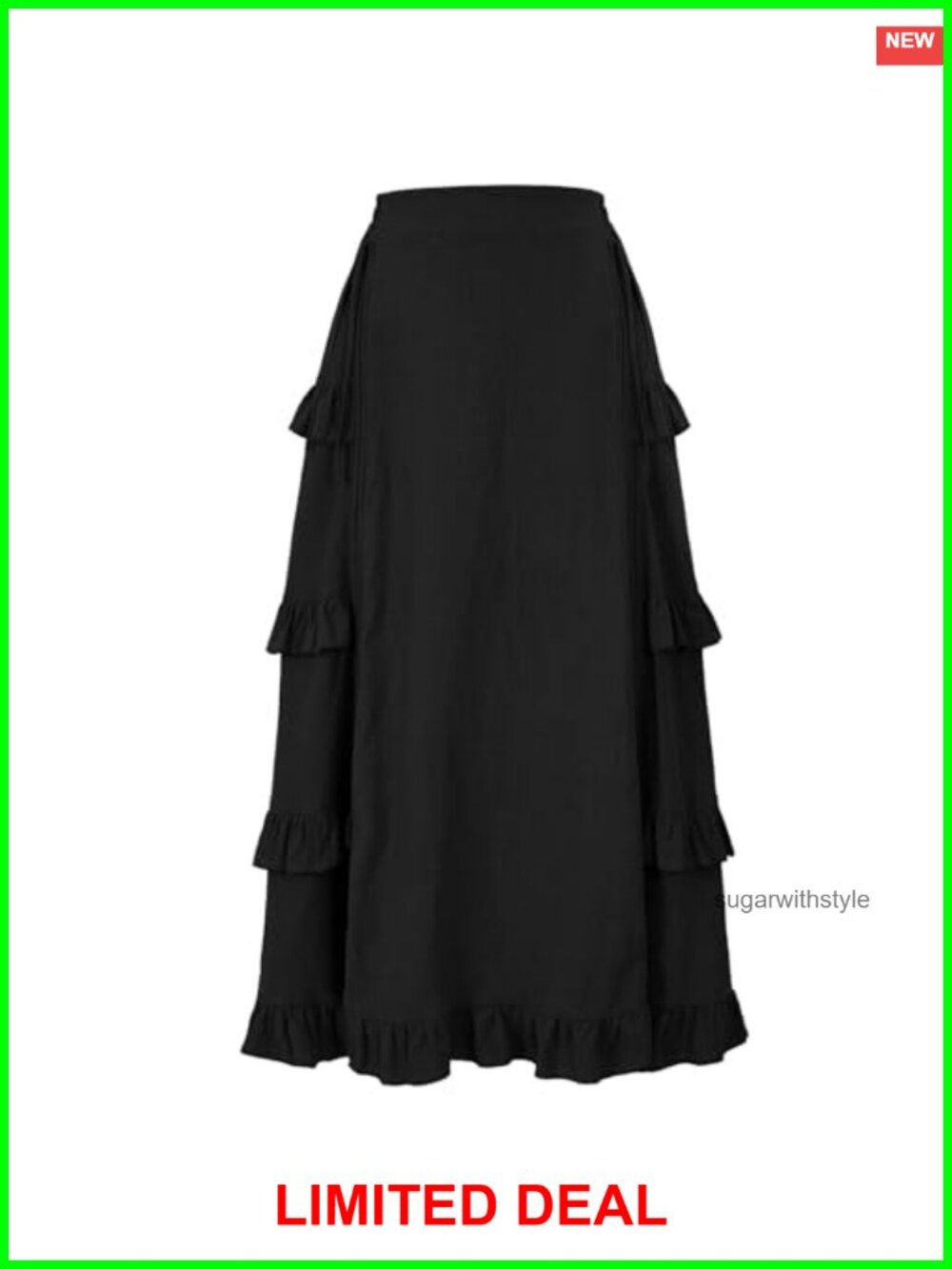 Women's Renaissance Steampunk Skirt High-Low Ruffle Drawstring Maxi - Picture 2 of 6